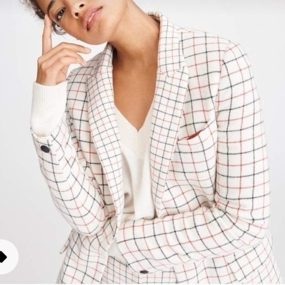 Rag & Bone Nova Red Navy Plaid Blazer Wool Women’s 8 Academia Preppy Classic